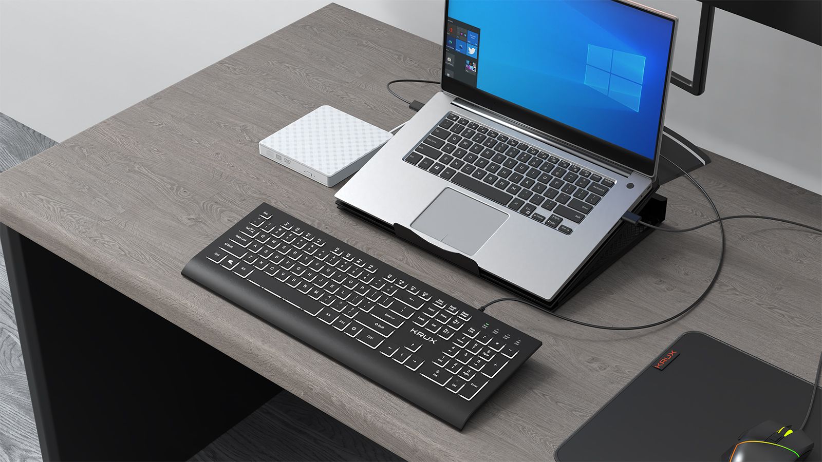 Надворешен DVD читач Krux KRX0123 Drive, USB 2.0, Plug and Play, црн