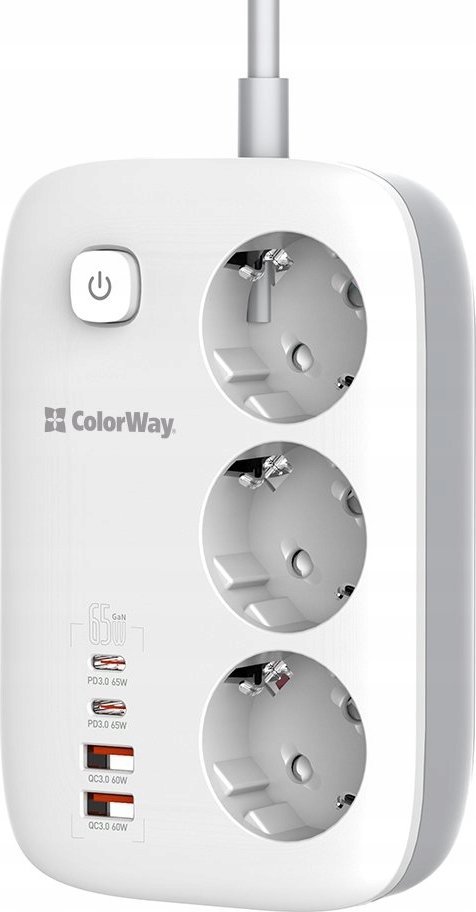 Prizë shumëfunksionale ColorWay CW-CHE34PDW, 4x USB, 2m, e bardhë