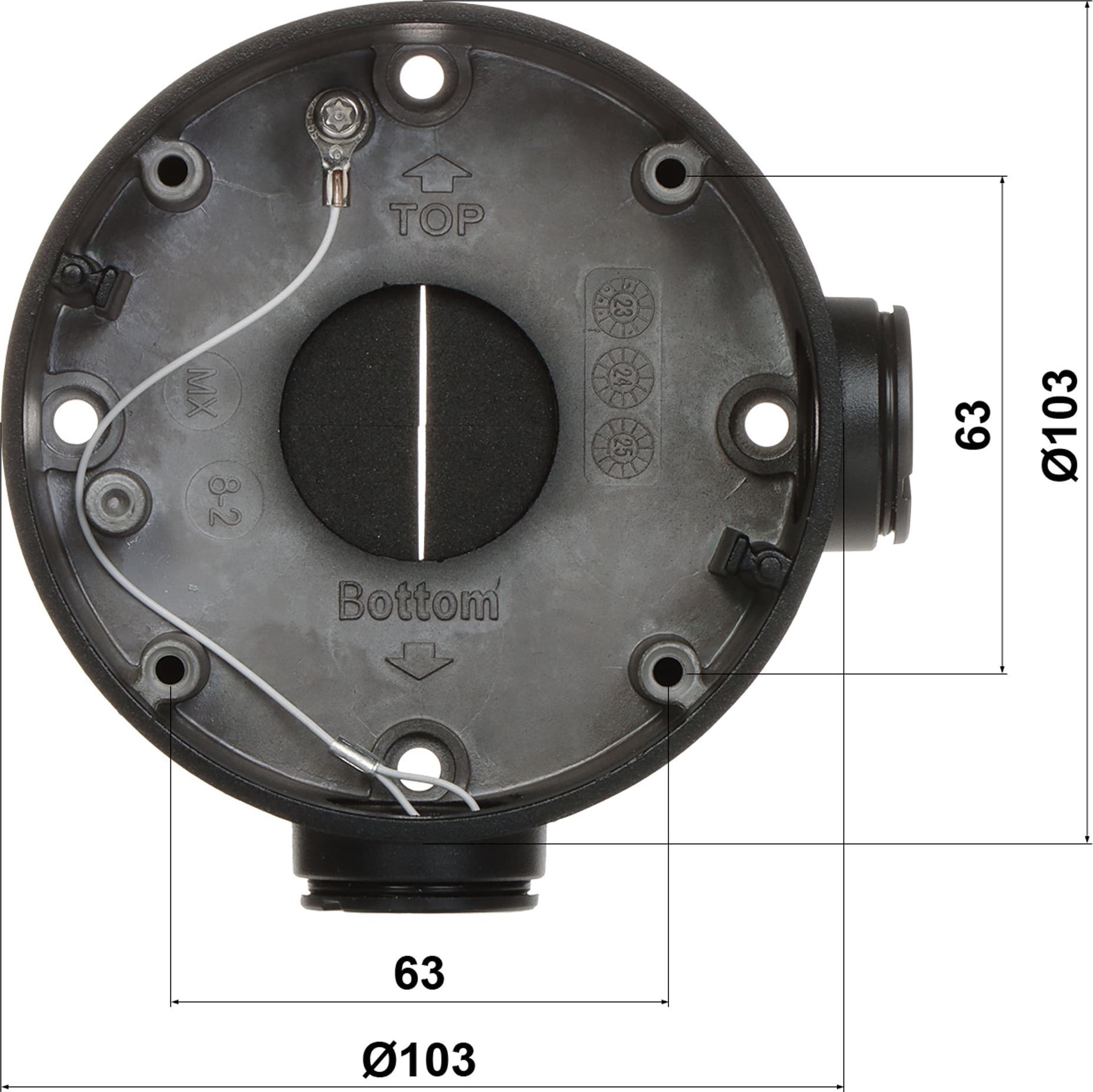 Kuti lidhëse për kamera Hikvision DS-1260ZJ, për mur dhe tavan, e bardhë