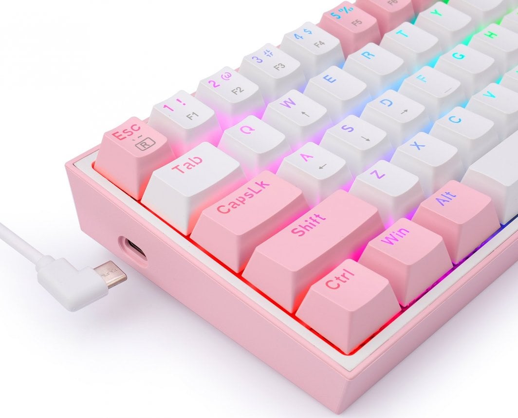 Механичка тастатура Redragon K617 Fizz, 61 тастер, RGB, розова