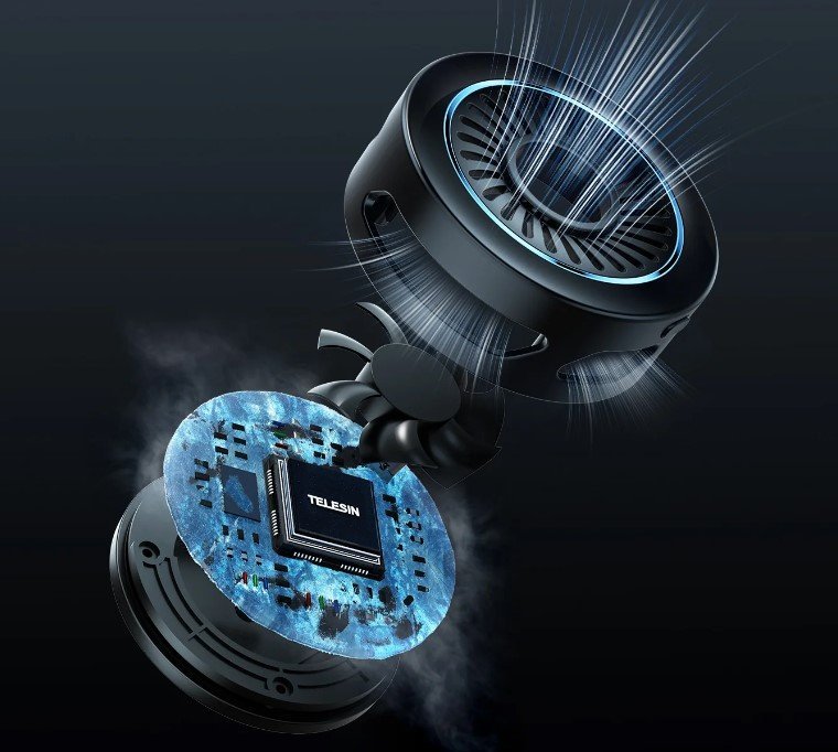 Ладилник за телефон Telesin, со безжичен полнач, црн