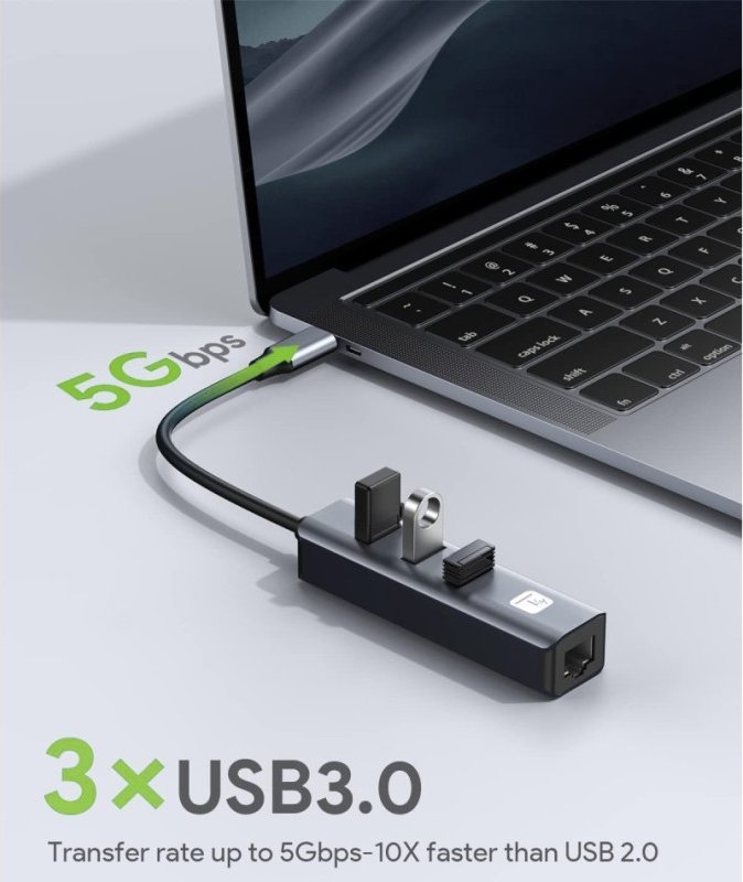 Docking station Techly Idata USB Etgiga3ca, USB C, 3x USB 3.2, Ethernet Gigabit, argjendtë e zezë