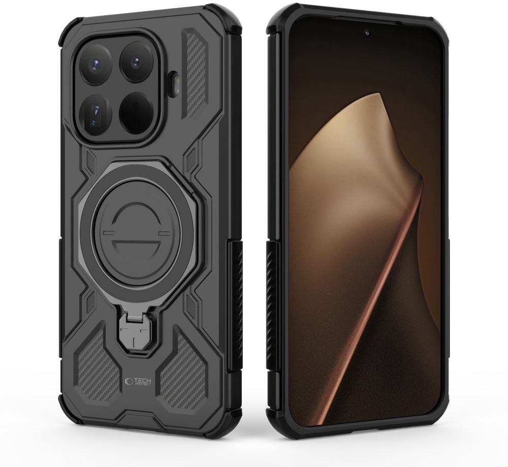 Футрола за телефон Tech-Protect TacticStand за Xiaomi 15T Pro, со држач, MagSafe, црна