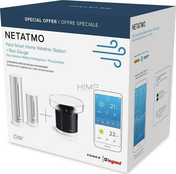 Stacion moti Netatmo NBU-NWS-NRG-EU, 45x45x155mm, i bardhë