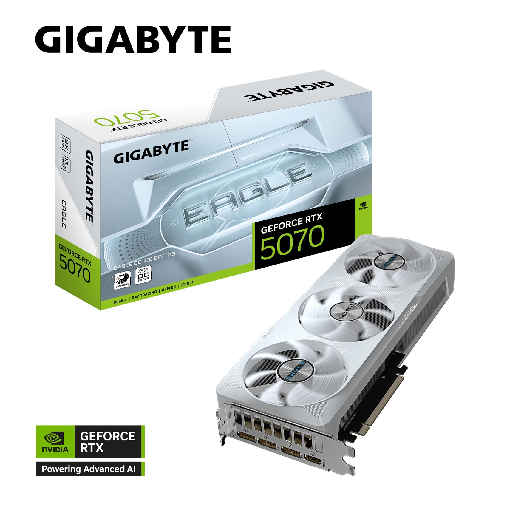 Kartelë grafike GIGABYTE GeForce RTX 5070 EAGLE ICE, 12GB GDDR7, 28Gbps, e bardhë