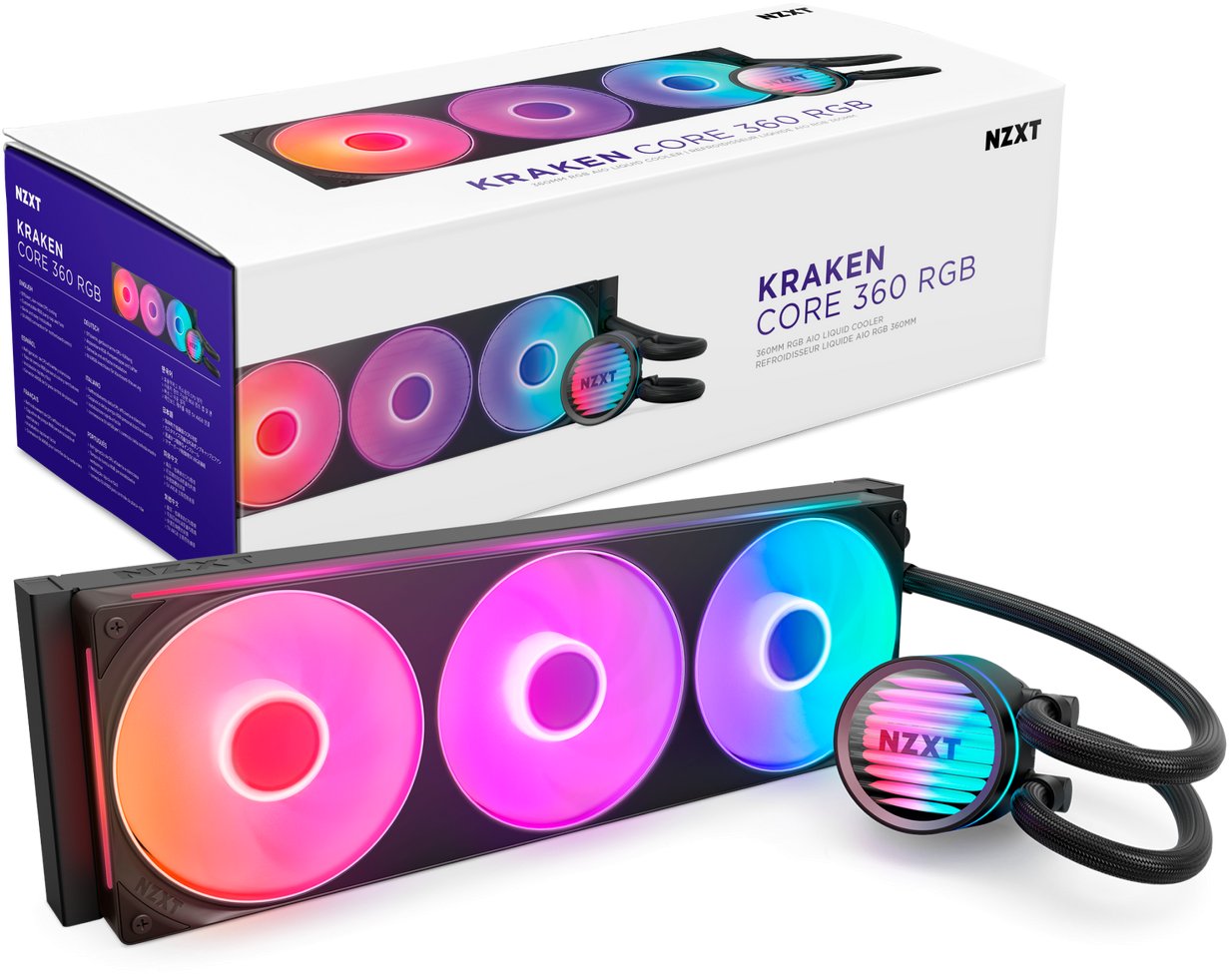 Ftohës uji CPU NZXT Kraken Core 360, radiator 360mm, RGB, i zi