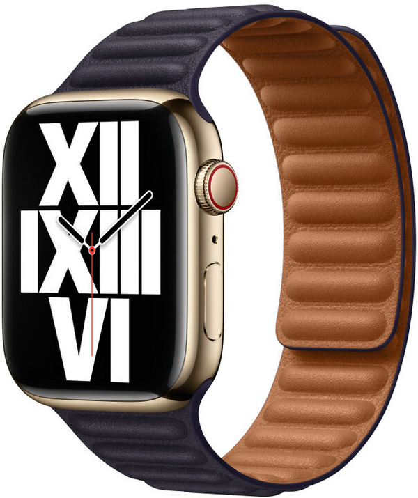 Apple Watch 45mm Band, Ink Leather Link - M/L