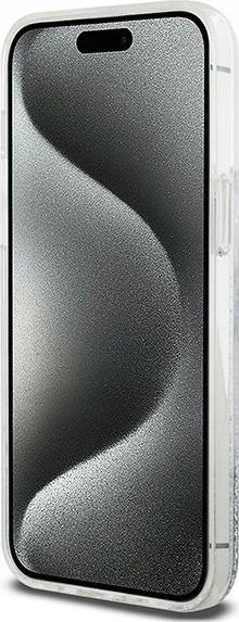 Mbulesë telefoni DKNY Liquid Glitter Big Logo për iPhone 15 Pro 6.1", TPU PC, e bardhë