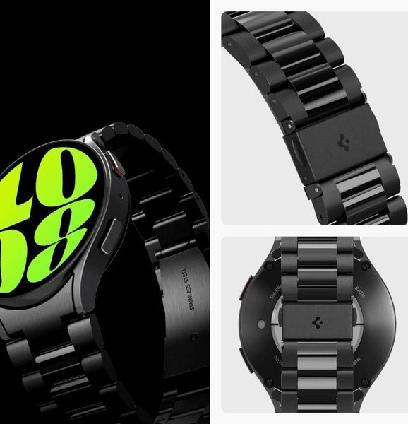 Rrip ore Spigen Modern Fit 316L, për Galaxy Watch 6 44mm, metalik, i zi