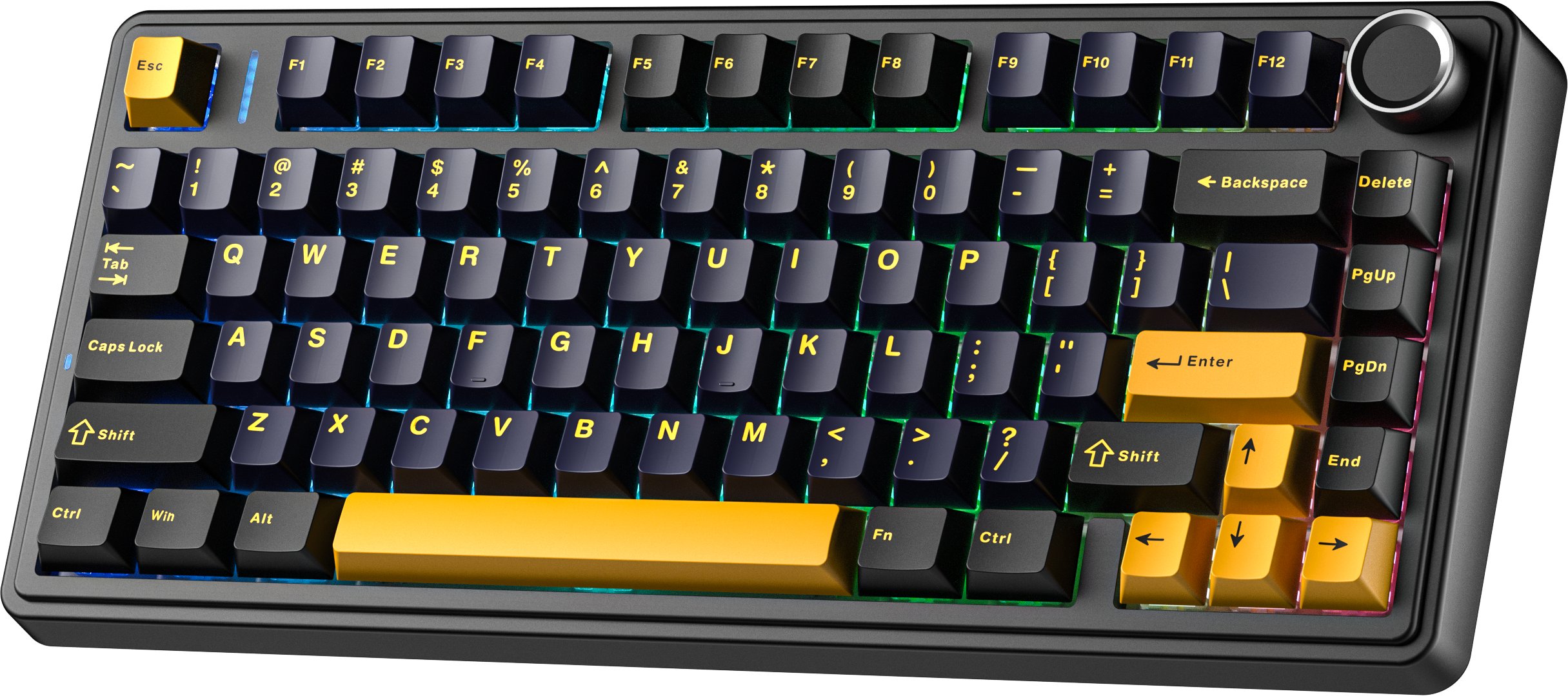 Гејминг тастатура AULA F75, безжична, механичка hot swappable, RGB, 4000 mAh, црна темно сина портокалова