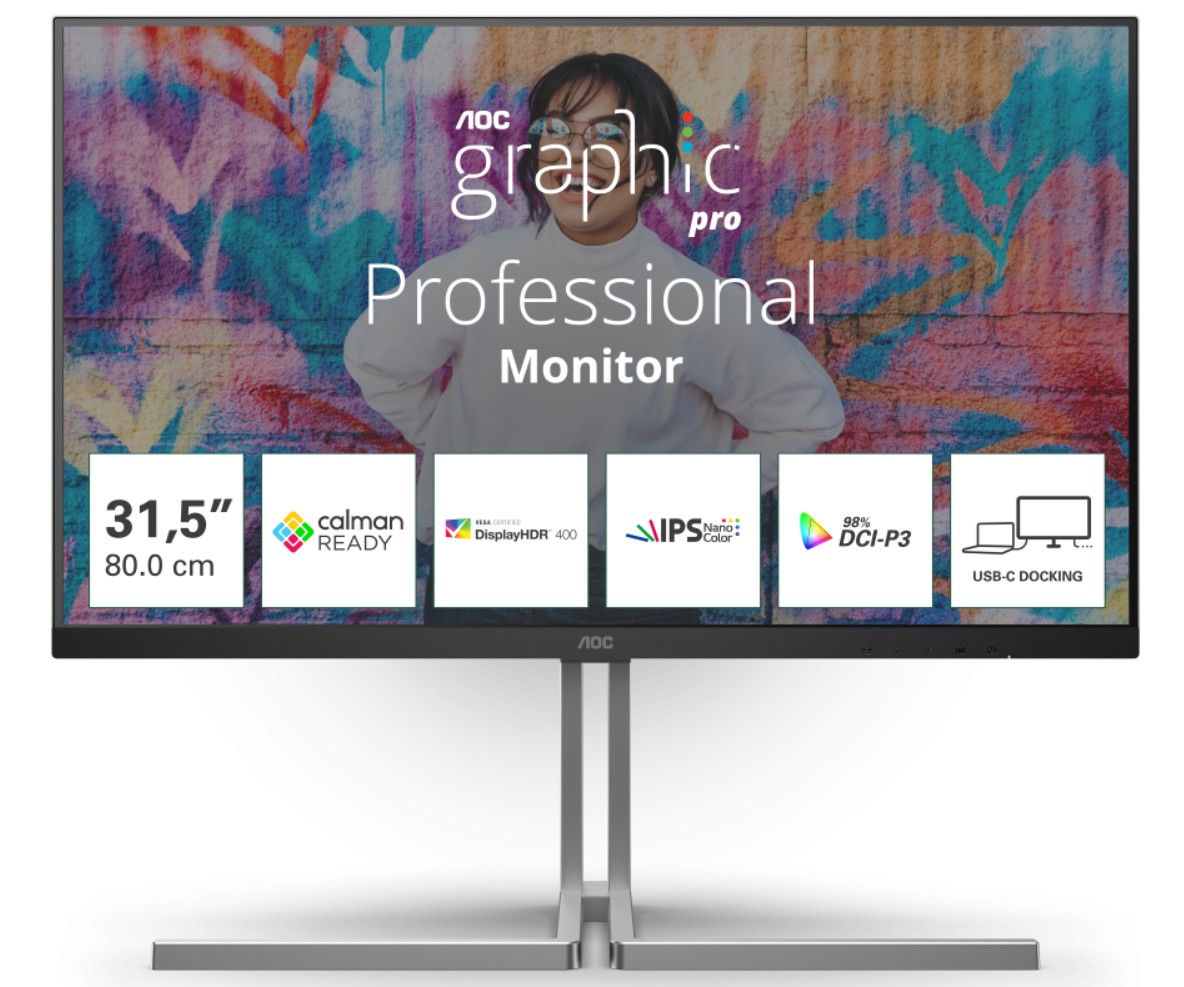 Monitor AOC U32U3CV, 31.5", 4K Ultra HD, 3840x2160, i zi