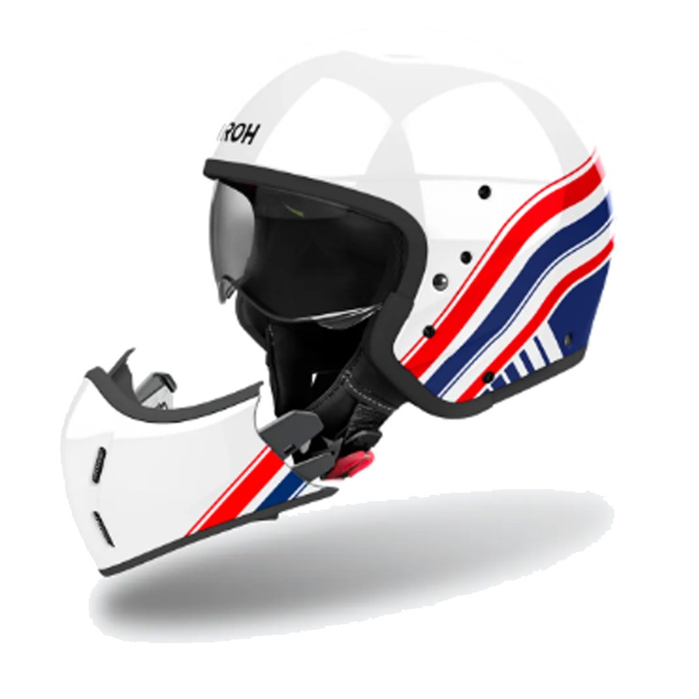 Модуларен шлем Аирох J 110 Eon, Composite Carbon, големина S, бело сино црвен