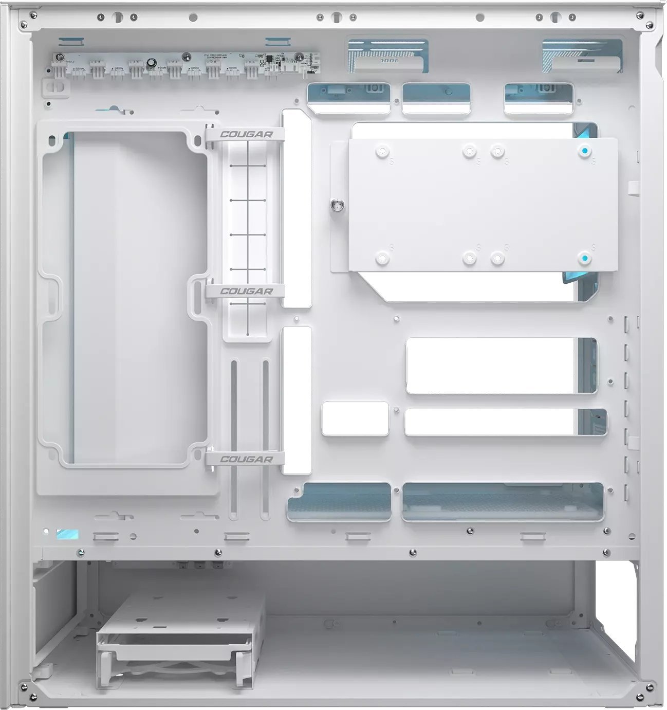 Куќиште за компјутер Cougar CFV235 Mesh Vision, mid tower, ARGB, страничен панел стакло, бело