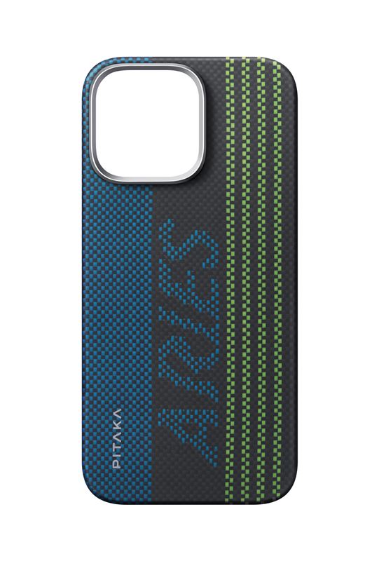 Заштитна футрола PITAKA x Aries Tactile Woven за iPhone 16 Pro, кредитна картичка, сина