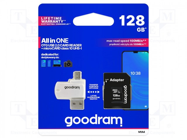Kartë e memories GOODRAM M1A4-1280R12, MicroSDHC, 128 GB, Class 10
