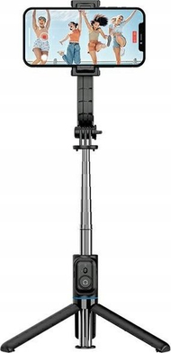 Shkop selfie Awei X49, tripod 2 në 1, telekomandë Bluetooth, i zi