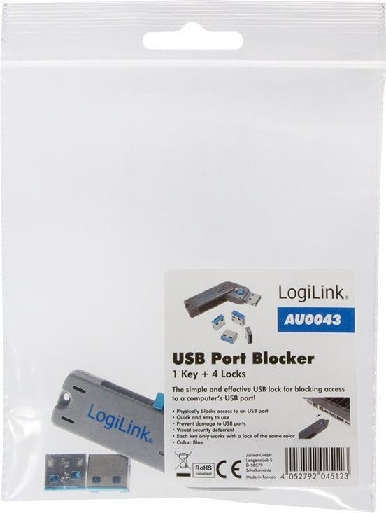 Set bllokues USB LogiLink AU0043, 4 copë, me çelës