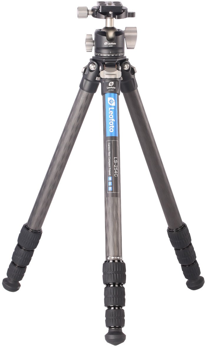Tripod fotografik Leofoto Ranger LS-254C, fibër karboni, me kokë sferike LH-30, i zi