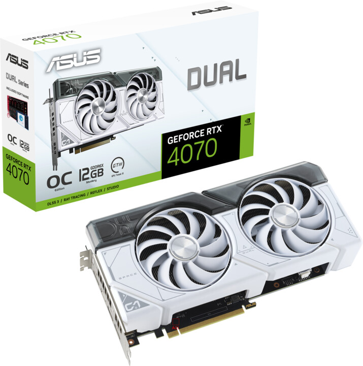 Kartelë grafike ASUS Dual GeForce RTX 4070 OC White Edition, 12GB GDDR6X