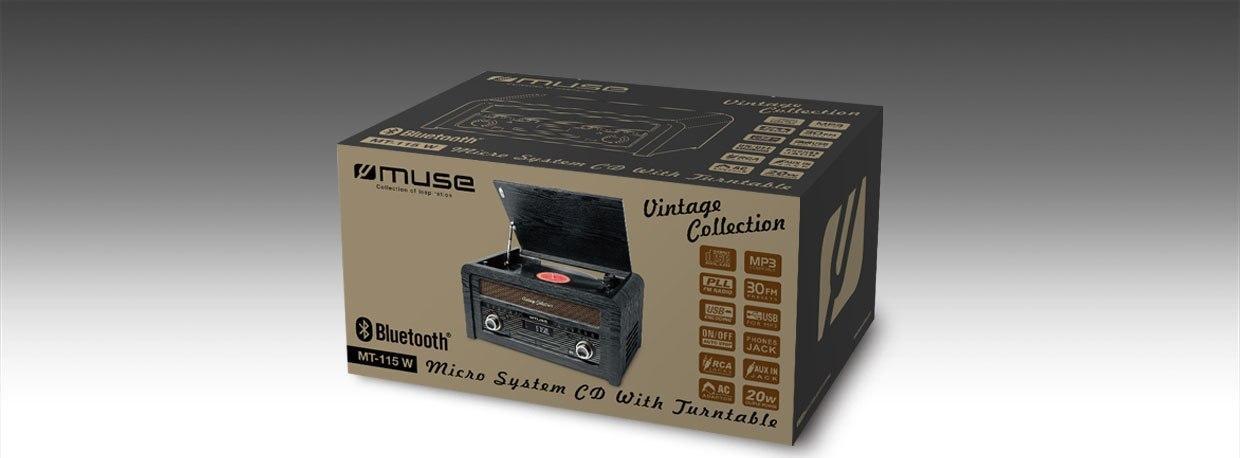 Музички систем Muse MT-115W, грамофон, CD, Bluetooth, кафеава