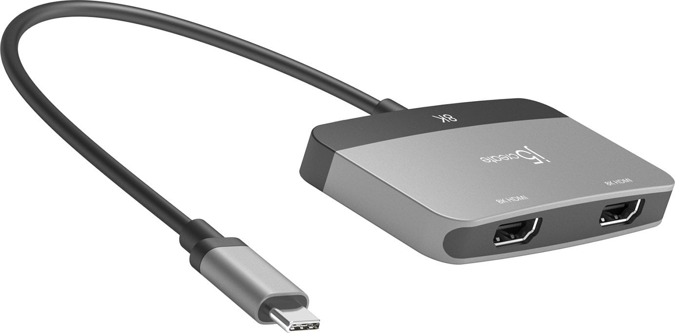 Adapter USB C j5create JCA364, Dual HDMI, deri 8K, i zi gri