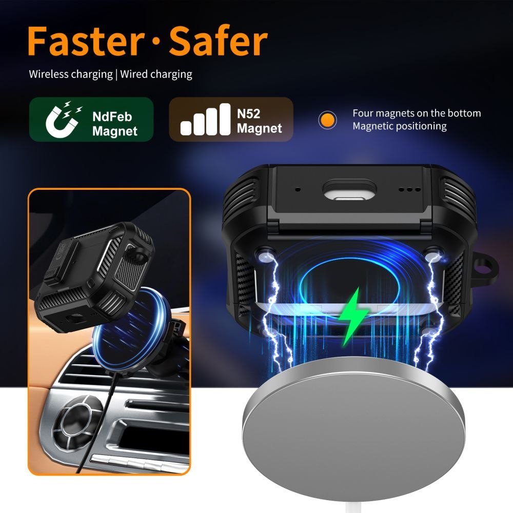 Këllëf karikues Tech-Protect Carbonox për Apple AirPods Pro 3, MagSafe, i zi