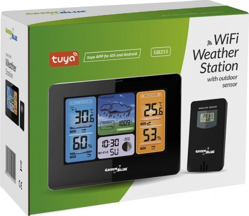 Stacion moti GreenBlue GB215, WiFi, sensor i jashtëm, i zi