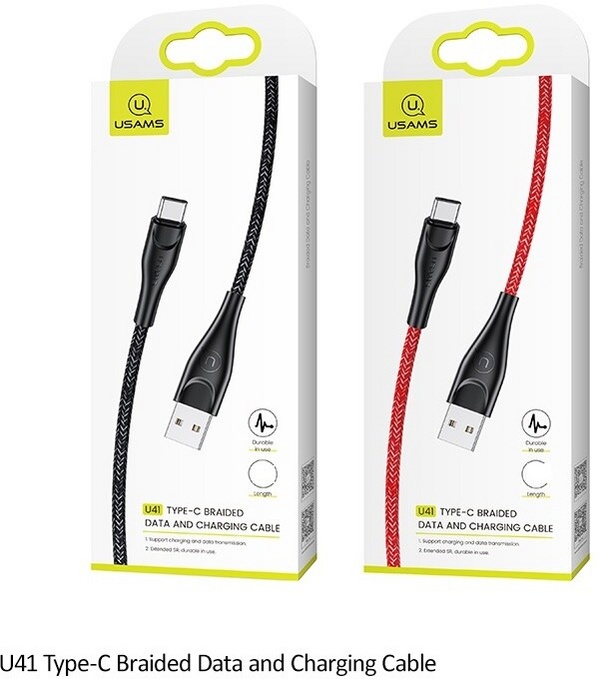 Kabllo e të dhënave USAMS SJ395 U41, USB-C, 2m, e kuqe (EU Blister)