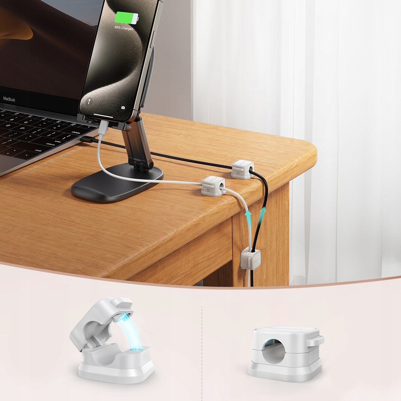 Organizues kabllosh Joyroom JR-ZS368, magnetik, set 6 copë, i bardhë