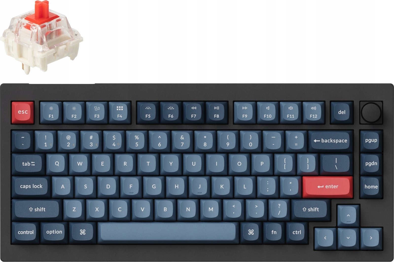 Tastierë mekanike wireless Keychron V1 Max, RGB, Gateron Jupiter Red, me knob, carbon black