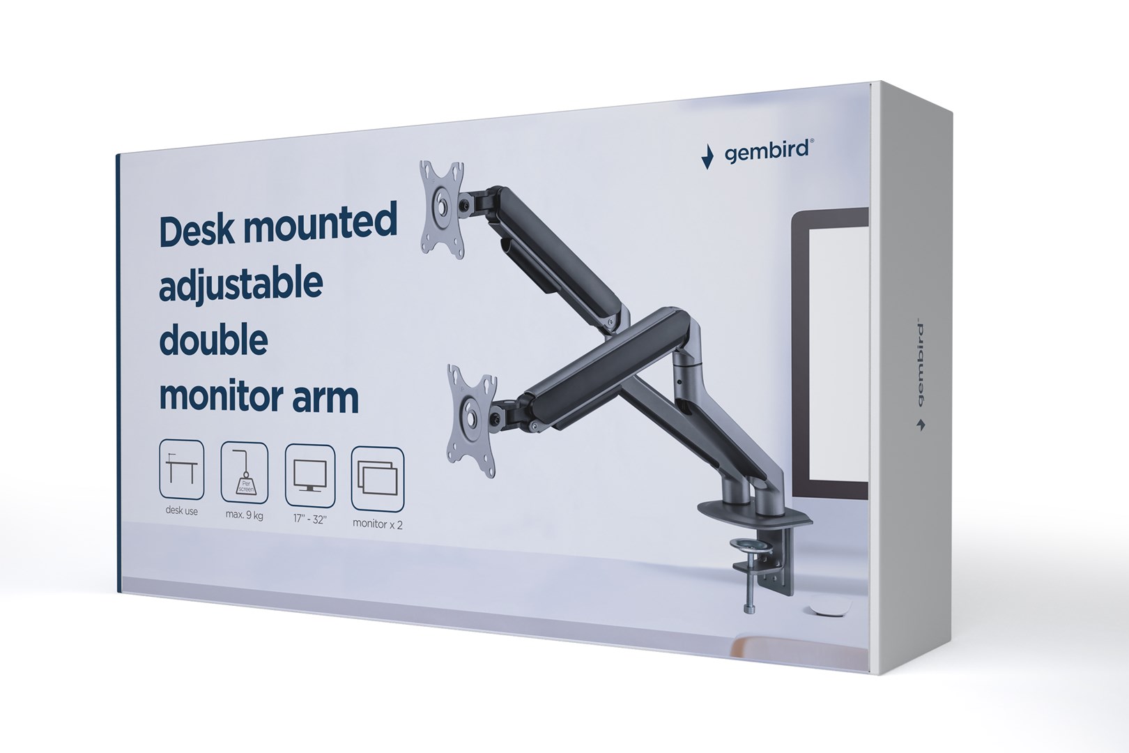 Mbajtës monitori GEMBIRD MA-DA2-05, 32", tavolinë, i hirtë