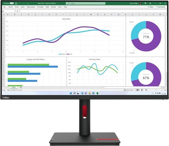 Monitor Lenovo ThinkVision T32p-30, 31.5", 3840 x 2160 (UHD 4K), 60Hz, i zi