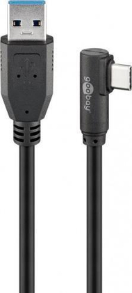 Kabllo USB-A në USB-C 90°, 0.5m, USB 3.2 Gen 1, e zezë