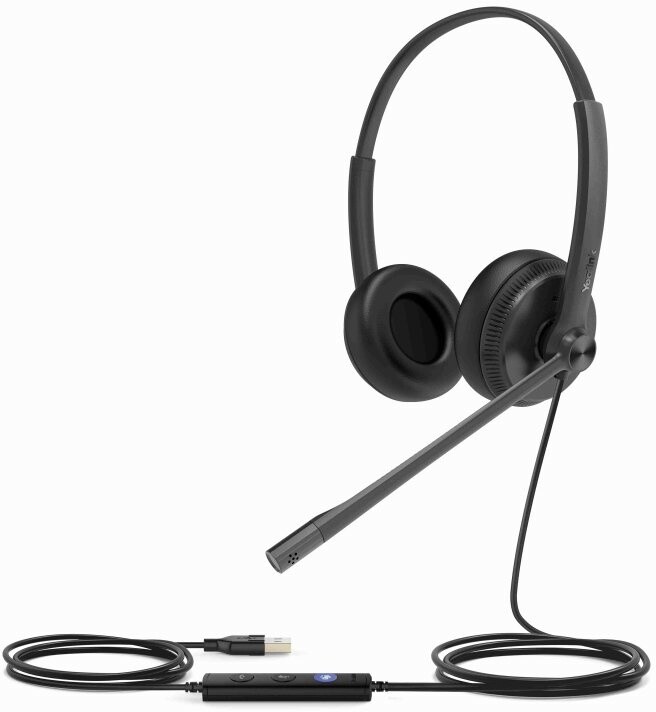 Слушалки YEALINK UH34 Dual, за двете уши, 3,5mm приклучок - USB, за Teams, црни