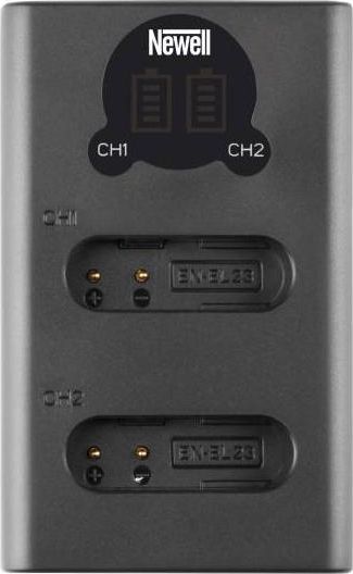 Двоканален полнач Newell DL-USB-C, за батерии EN-EL23, со екран, црн