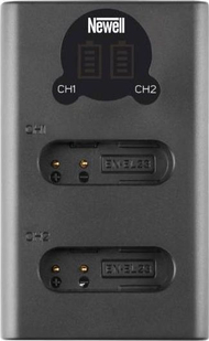 Двоканален полнач Newell DL-USB-C, за батерии EN-EL23, со екран, црн