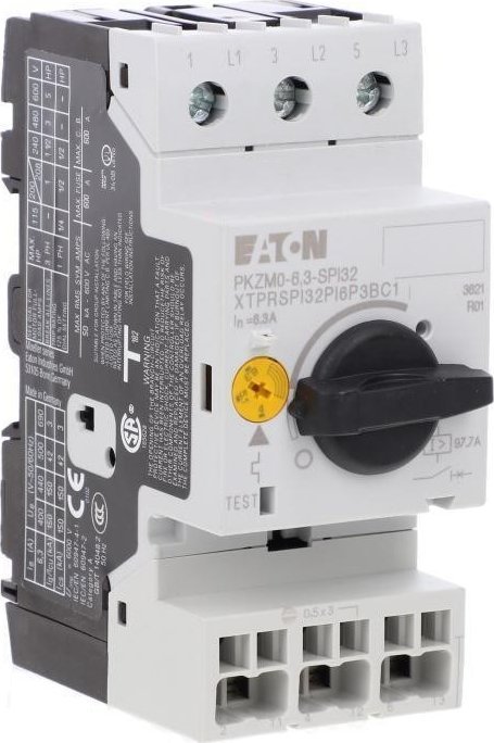 Çelës mbrojtës motori Eaton PKZM0 6.3 A, 690 V, 3 faza, gri