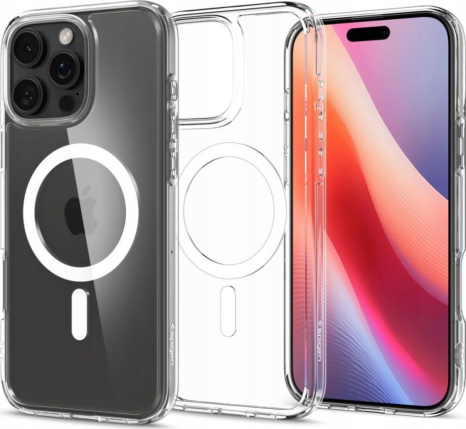 Kuti telefoni Spigen Ultra Hybrid MagSafe për iPhone 16 Pro, transparente, e bardhë