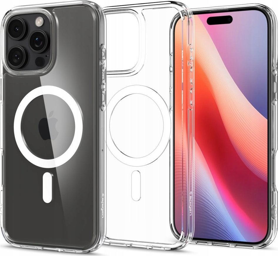 Kuti telefoni Spigen Ultra Hybrid MagSafe për iPhone 16 Pro, transparente, e bardhë