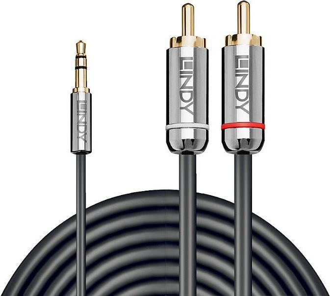 Kabllo audio Lindy, Jack 3.5 mm - RCA x2 35333, 1 metër, argjend