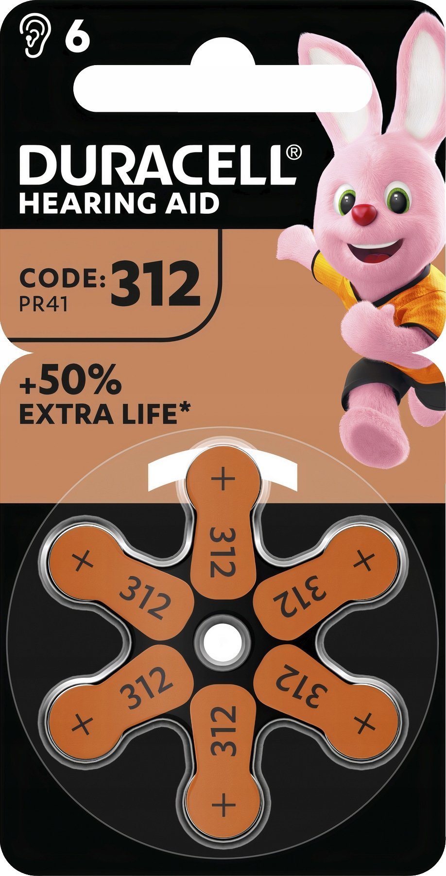 Bateri për aparat dëgjimi Duracell DA312, madhësia 312, set 6 copë