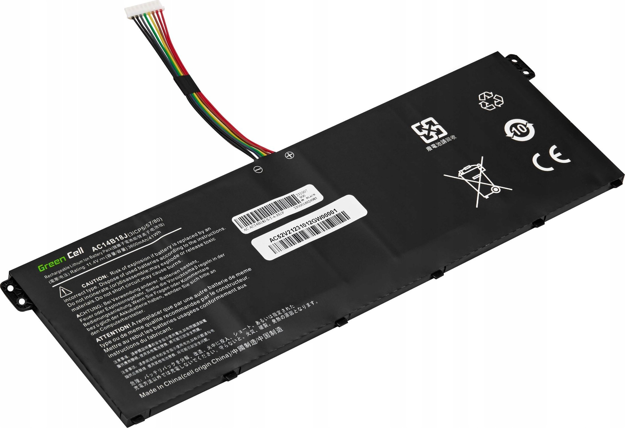 Bateri laptopi Green Cell GC-AC52V2, 11.4V, 3600mAh, për Acer Aspire 3