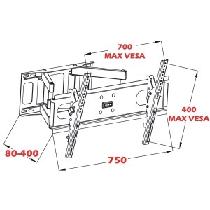 Mbajtëse TV ART AR-44, 14”-42”, 35KG, e zezë