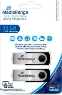 USB flash drive MediaRange MR911-2, 32GB, USB 2.0, i zi argjendtë
