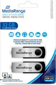 USB флеш меморија МедиаРејнџ MR911-2, 32GB, USB 2.0, црно-сребрена