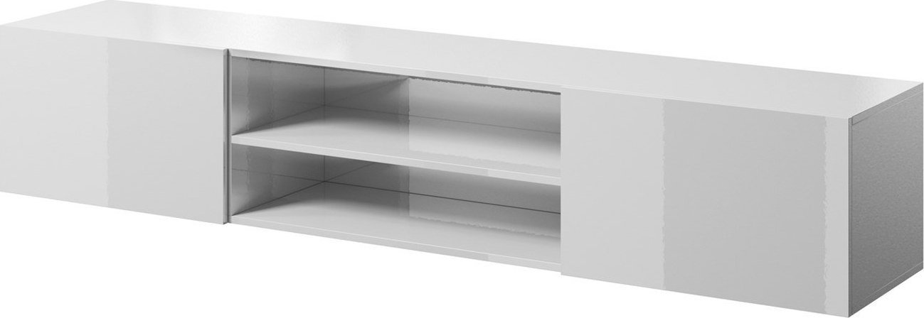 Komodinë TV Cama Meble, 200 cm, MDF me shkëlqim, e bardhë