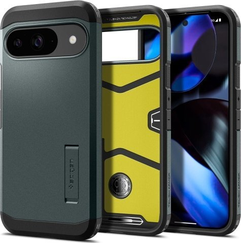 Këllëf telefoni Spigen Tough Armor për Google Pixel 9 Pro/Pixel 9, mbrojtje e fortë, Abyss Green