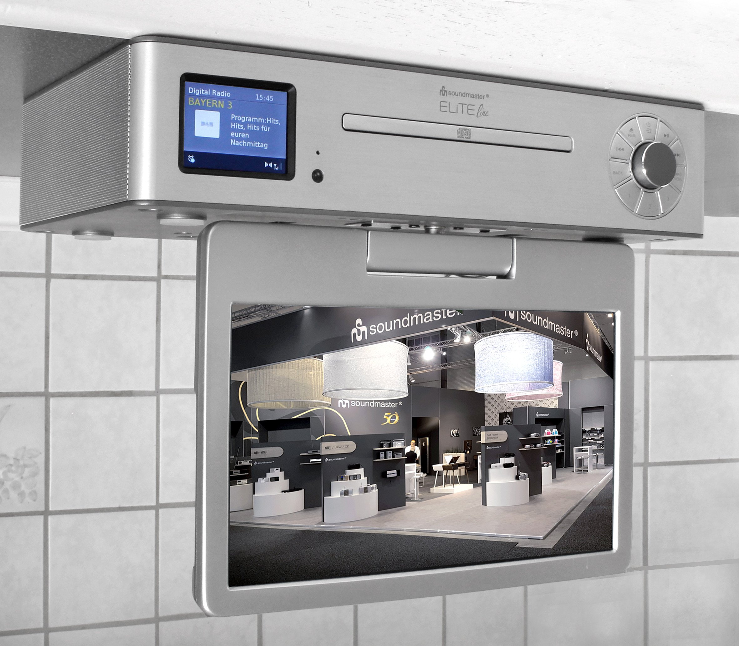 Qendër multimediale kuzhine Soundmaster EliteLine KTD1020SI, ekran 10", radio DAB FM, Bluetooth, argjendtë