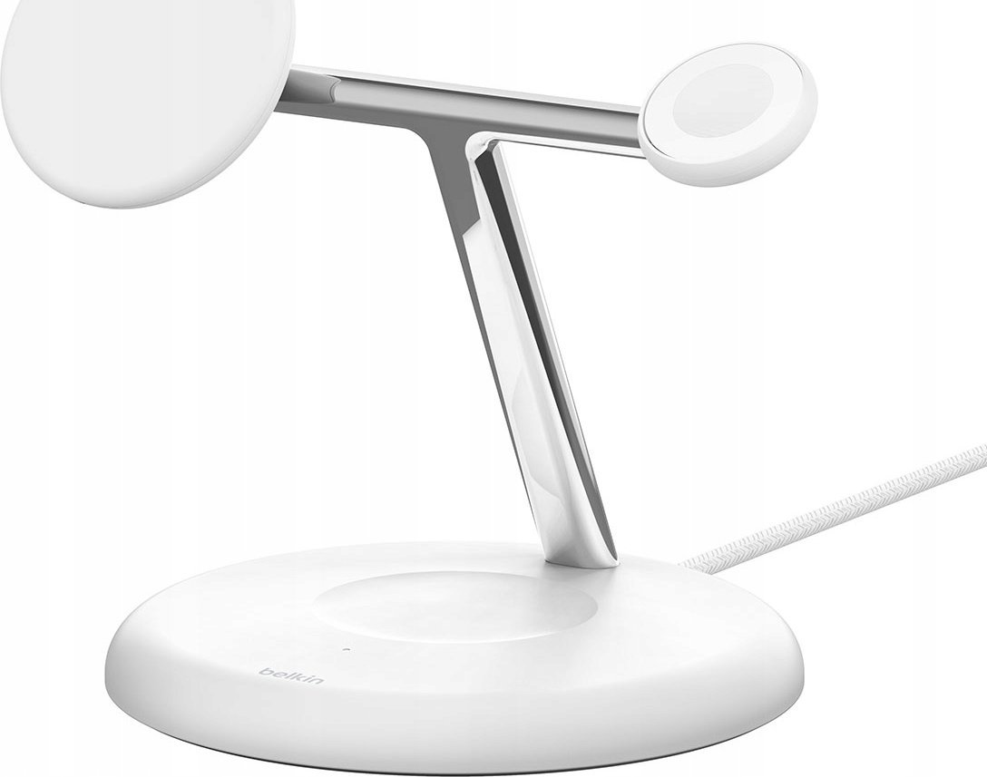 Stacion karikimi Belkin BoostCharge Pro 3 in 1, Qi2, 15W, i bardhë