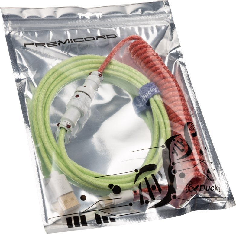 Kabllo spiral Ducky Premicord Strawberry Frog, USB Type C në USB Type A, 1.8 m, shumëngjyrësh